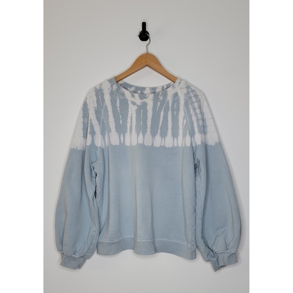 Raquel Allegra Balloon Sleeve Sweatshirt Dusty Blue Tie Dye Pullover Size 3 (L)